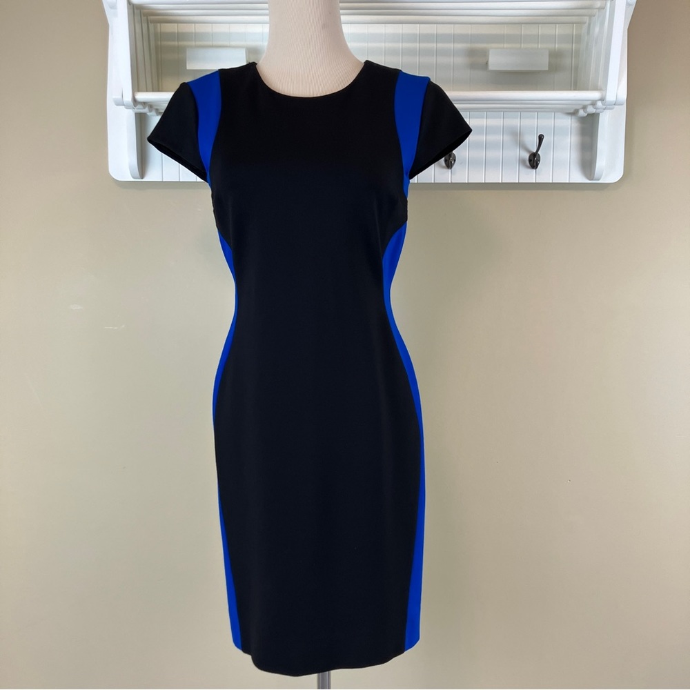 Diane Von Furstenberg Pele Black Bue Colorblock Dress Women's Size 2